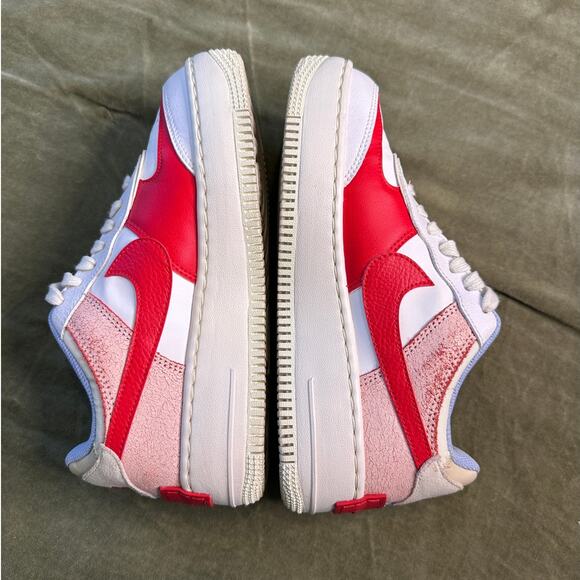 Nike Air Force 1 Shadow Cracked Leather White-Red Women's Size 6 - Picture 6 of 10